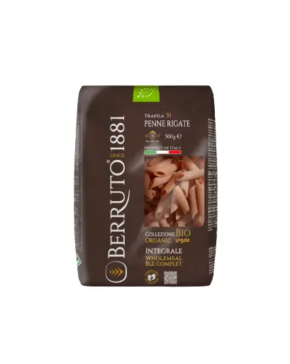 [8003740125318] BERRUTO 100% ORGANIC INTEGRALE PENNE RIGATE 500GMS 