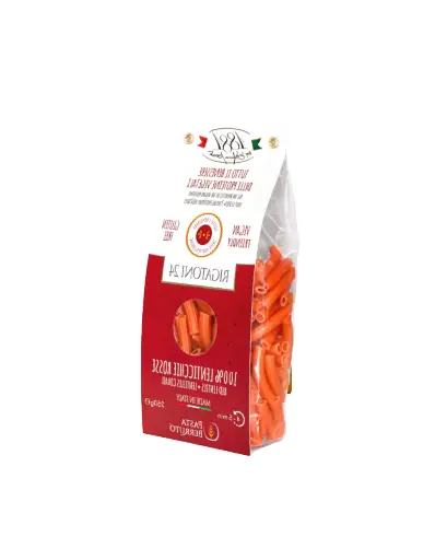 [8003740638276] BERRUTO GB.RIGATONI 100% RED LENTILS  250GMS   